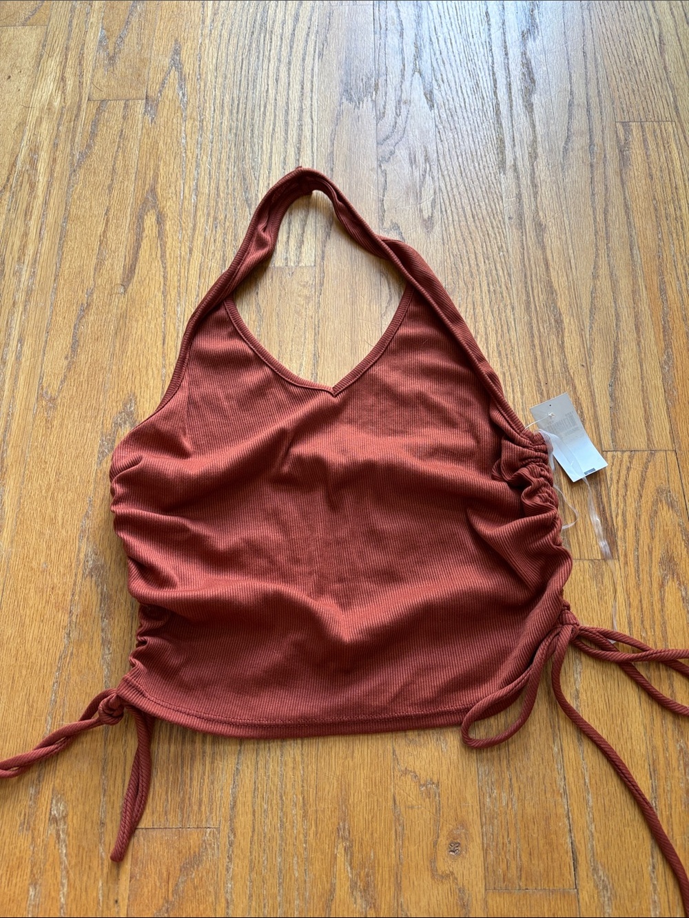 Burnt Orange Halter Top with Cinched Sides
